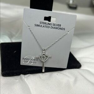 Sterling Silver Heart Cross Necklace